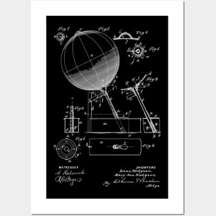 Geographical Globe Vintage Patent Hand Drawing Posters and Art